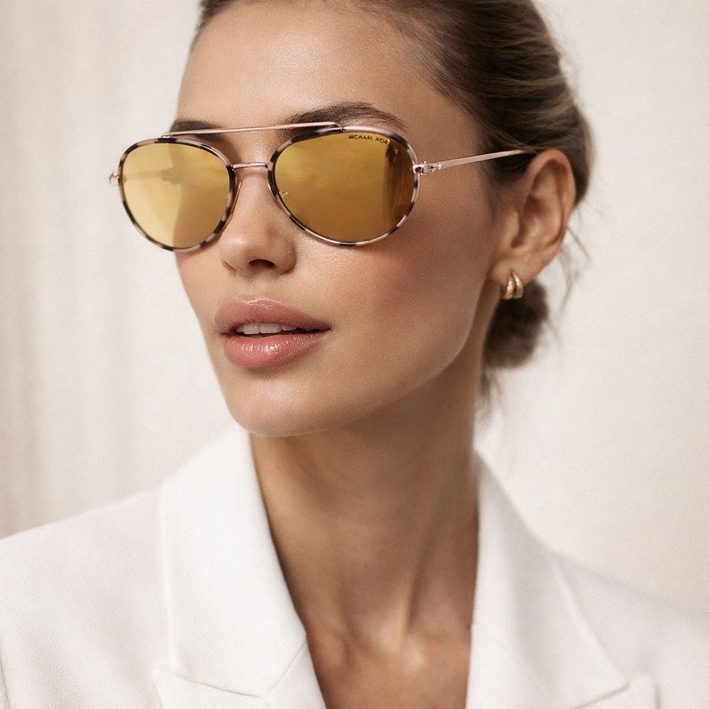 Michael Kors Women’s Pink Tortoise/Rose Gold Ida Aviator Sunglasses